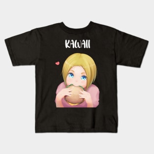 kawaii burger anime girl Kids T-Shirt